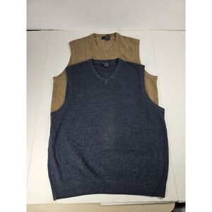 2 Dockers Sweater Vest Mens Size L Large 100% Acrylic V-Neck Preppy Golf Outdoor